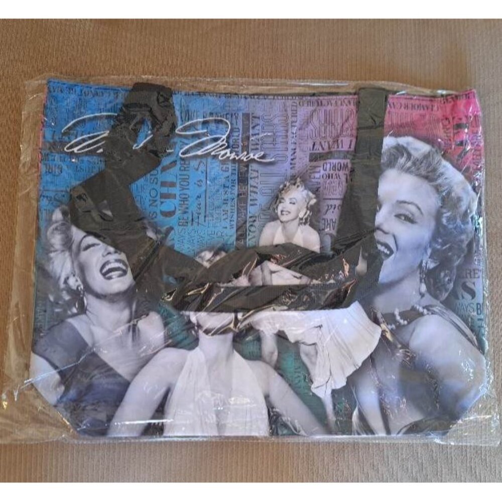 New Blue Marilyn Monroe Tote Bag Large Shoulder Beach Shopping Gift Photos  NIP - Picture 2 of 4